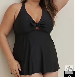 🆕️👙3X BLACK FRONT TIE TANKINI SWIM TOP - 3X👙